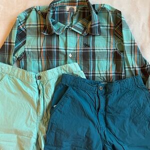 Plaid Shirt and Two Pairs of Shorts Set